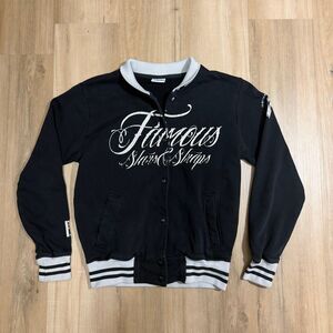 Vintage Famous Stars & Straps Black White Varsity Jacket Sz M Y2K Streetwear Alt